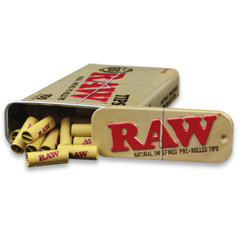 RAW Pre-Rolled Tips Tin 100 Pack.