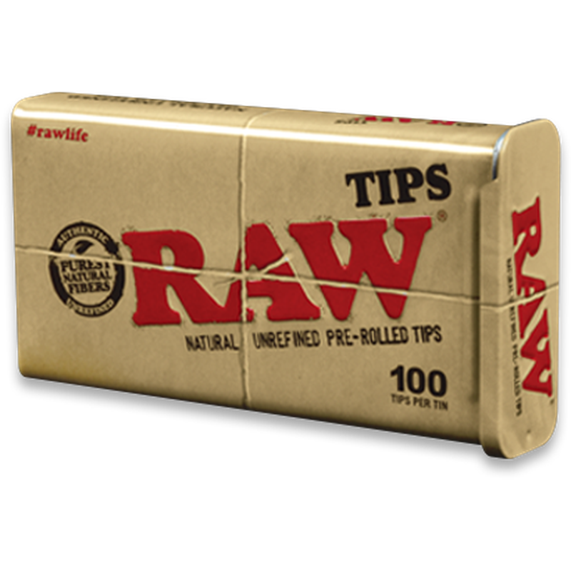 RAW Pre-Rolled Tips Tin 100 Pack.