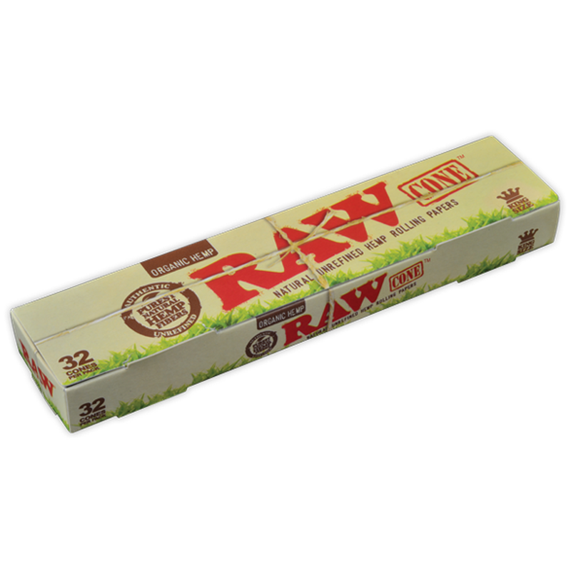 RAW Organic Hemp Kingsize Cones 32 Pack.